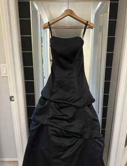 Alfred Angelo Black Bridesmaids Dress Size 10 Long Formal Gown Lace Up Back