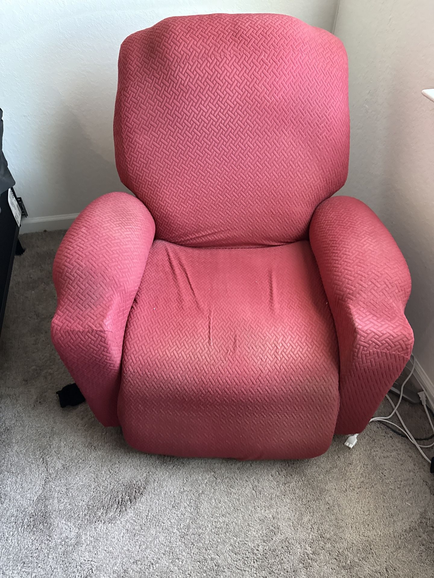 Power Lift Recliner Chair with Remote, Plush Fabric, Burgundy