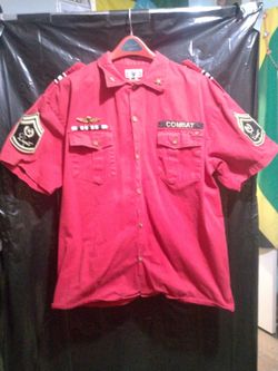 Regal Military Combat Utility Short Sleeve Tactical Button Up Shirt Featuring Decorative Military Style Patches. Size XL.