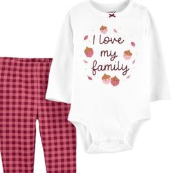 2-Piece I Love My Family Bodysuit Pant Set -6M