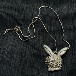 Vintage Playboy Bunny Head Logo Pendant On Silver Chain