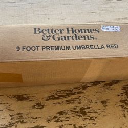 9 Foot Premium Umbrella, Red For Outdoor Use