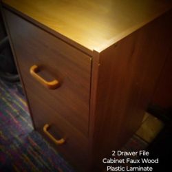 2 Drawer File Cabinet Or Nightstand;  Faux Wood Plastic Laminate; 23.5" W x 11.5" D x 44" H