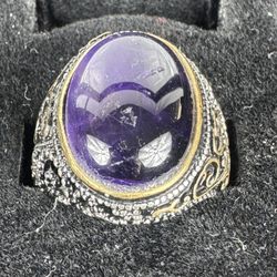KAR 925K Stamped Sterling Silver Amethyst Men's Ring size 9