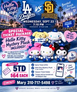 Dodger vs Padres Sept 23 Hello Kitty Night