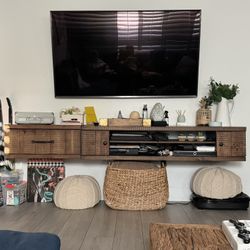 TV Entertainment Floating Unit Real Wood