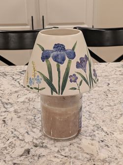 Ceramic Candle Shade with Floral Design Irises