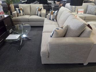 BRAND NEW BIEGE CHENILLE CUSTOM ORDER SOFA + LOVESEAT 2PCS SET