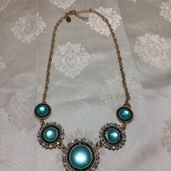 Signed Charming Charlie’s Aqua  Statement  Necklace
