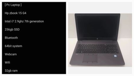 [ Pc Laptop ] Hp Zbook 15 G4 Intel i7 2.9ghz 7th Generation series webcam Windows 11 Pro 256gb SSD 32gb ram Bluetooth 64bit system Wifi