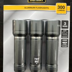 Flashlight Aluminum 300 Lumens (3-Pack)
