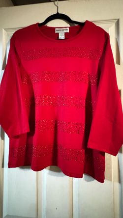 Cathy Daniels Red Embellished Sweater Top