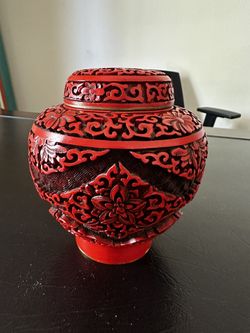 Red Decorative Bowl With Lid