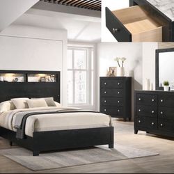4- Pc Bedroom set Dresser,Mirror  Nightstand (1) Queen size bed frame  Not including Mattress and Box Sp