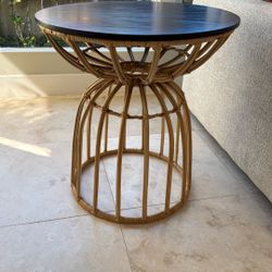 Rattan And Wood Table 