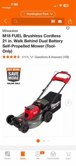 Milwaukee M18 FUEL Brushless Cordless 21 in. Walk Behind Dual Battery Self-Propelled Mower (Tool-Only)