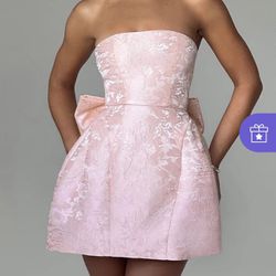 Pink Mini Dress With Bow 
