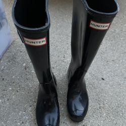 Hunter Tall Women’s Rain Boots Gloss Black Sz 7