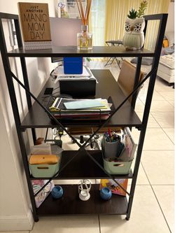 Dark Cherry Wood/ Metal Desk