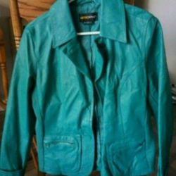 Womans Med. Turquoise Real Leather Jacket