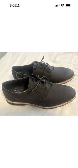 Perry Ellis Men’s Black Suede Lace-Up Oxford Dress Shoes Round Toe US 9 NO BOX