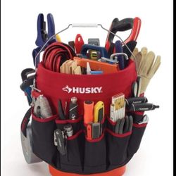 Husky Bucket Jockey, a tool organizer designed to fit around a standard 5-gallon bucket. No Tools Or Bucket Included