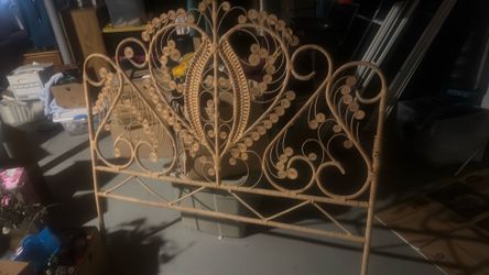 Vintage wicker head board and night stand