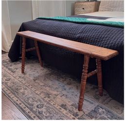 East at Main, Skinny Wood Bench, Narrow Solid Wood End of Bed Bench 45 Inch
