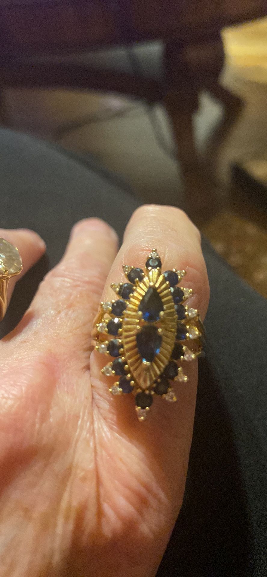 14k Over 10 Grams Of Solid Gold Sapphire And Diamond Ring