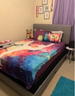 Queen grey headboard and frame