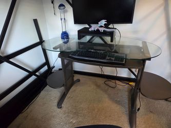 Glass top computer desk