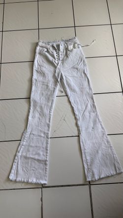 White flared jeans