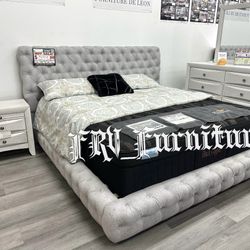 New King Bed Frame With Mattress 
