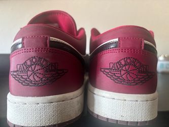 Air Jordan 1s low top burgundy and white with black