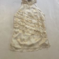 Womens Halter Neck Sleeveless Blouse Beige/Gold 