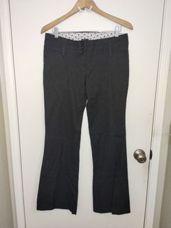 Juniors Gray Flare Dress Pants with Button Detail