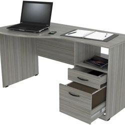 Curved Desk with Storage Shelf