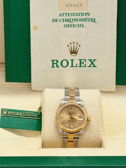 Rolex Ladies 26mm DateJust Diamond Champagne Dial Model 69163( Papers)