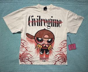 Civil Regime Powerpuff Girls Brick Rowdyruff Boys Tee Shirt White Mens Large L