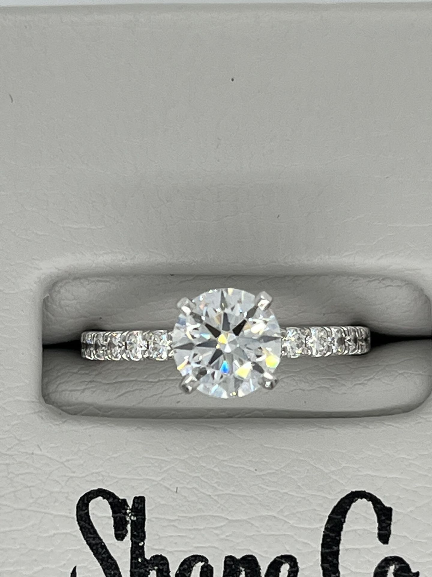 1.81Ct LGD Platinum Engagement Ring w/ Natural Side stones