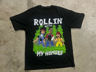 Y2K Rollin With My Homie Weed Shirt Large Black Cheech Chong Snoop Marijuana Tee