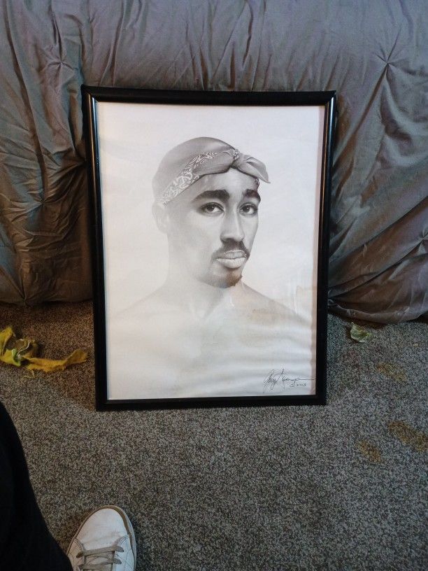 Tupac Drawing Canvas Print 2003 18" X 24"