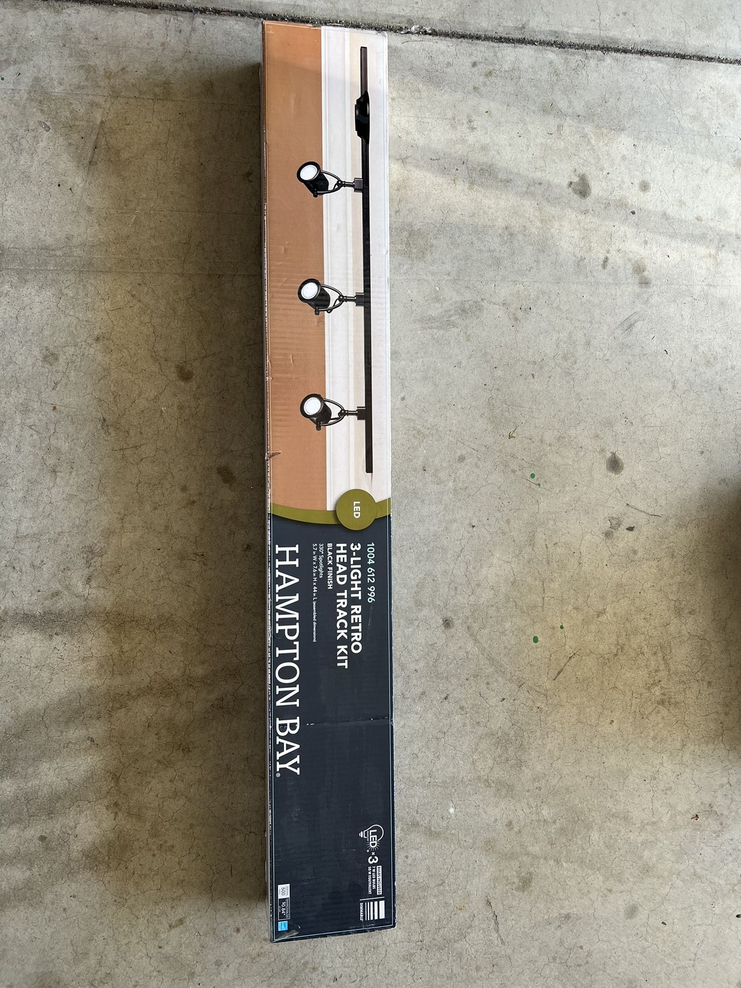 Hampton Bay 44 in. 3 Light Black LED Linear Track Lighting Retro Kit