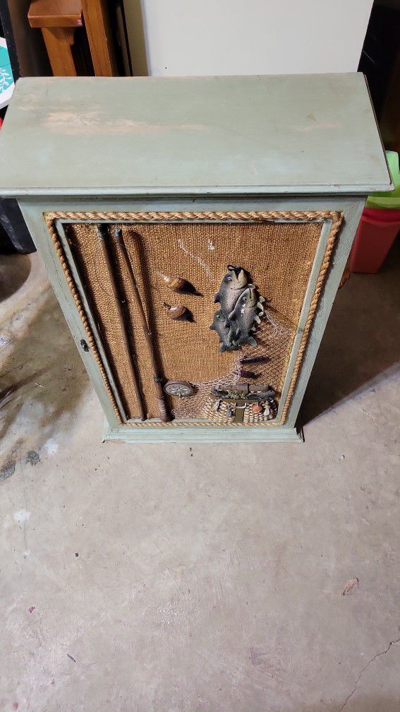 Vintage Fishing Themed Cabinet