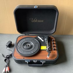 Record Player, Bluetooth Turntable with Speakers, 3-Speed Vinyl Player
