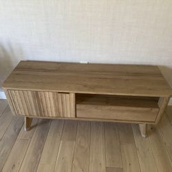 Modern Fluted Wood TV Stand Media Console