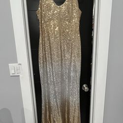 Brand New MARINA Gown Size L In Gold And Silver Tones