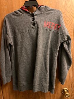 Lane Bryant Gray 'Merry' Hoodie with Red Plaid Trim