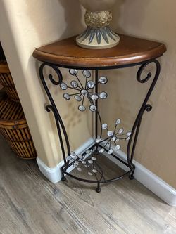 Wood and Metal Corner Console Table  26” height,