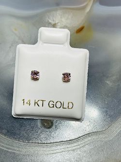 Pink 3mm Gold Earrings